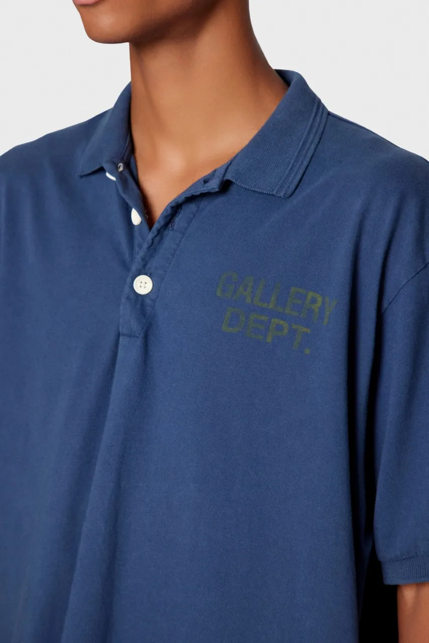 p116 649#Gallery Dept New classic basic style letter LOGO basic slogan Polo short-sleeved T-shirt double yarn pure cotton short Tee black navy blue S～XL
